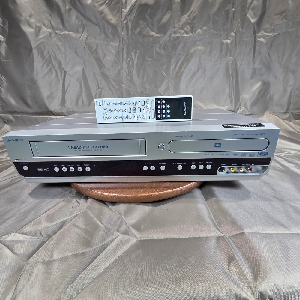 Magnavox MWR20V6 DVD Recorder VCR Combo Silver 4 Head Hi-Fi Stereo Remote